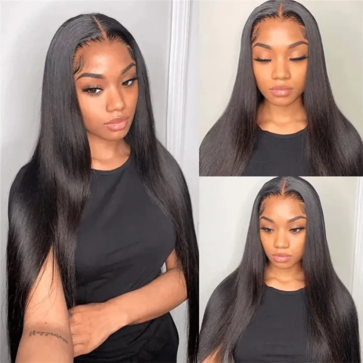 Tuneful Straight 13x6 Transparent Lace Frontal Human Hair 180% Density Wigs Bogo Deal