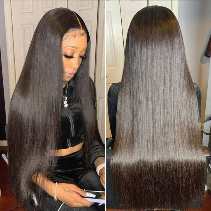 Tuneful Straight 13x6 Transparent Lace Frontal Human Hair 180% Density Wigs Bogo Deal