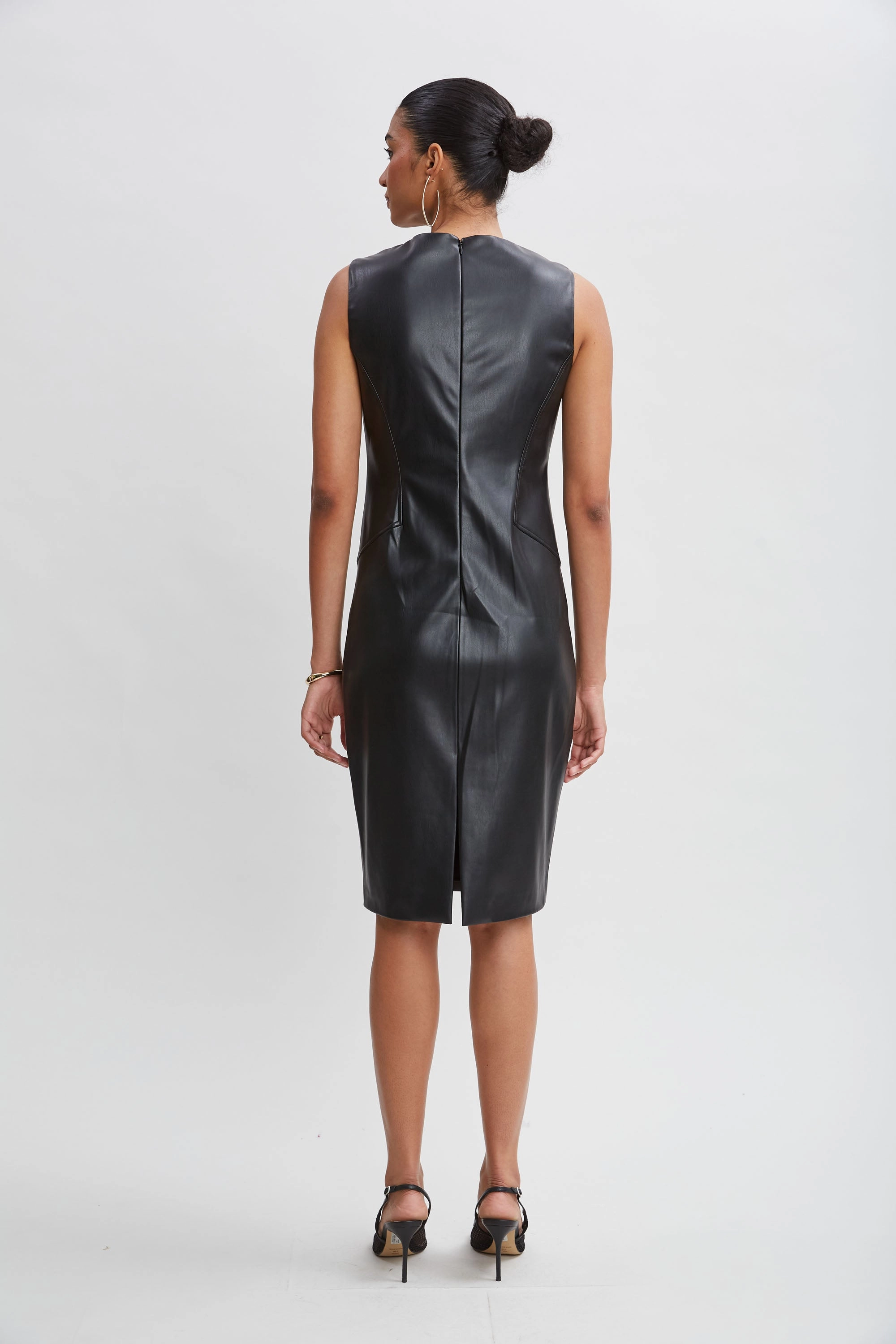 Vegan Leather Side Panel Dress