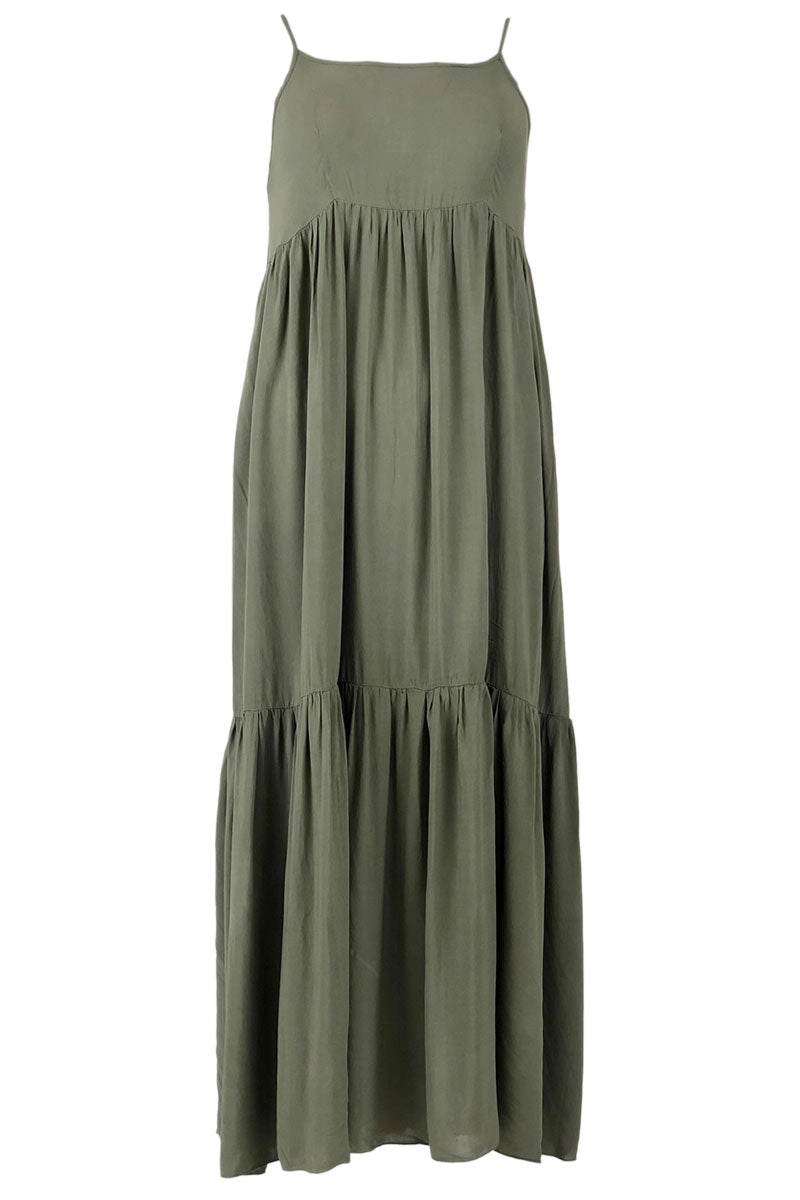 Vivi Long Strap Dress | Army | Maxi strop kjole fra Black Colour