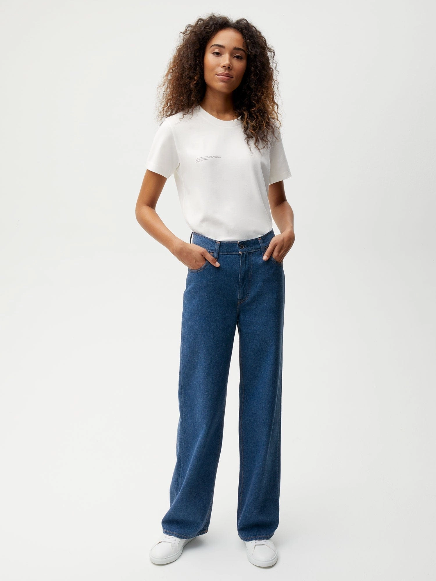 Womens Hemp Denim High-Rise Wide leg Jeans—mid wash