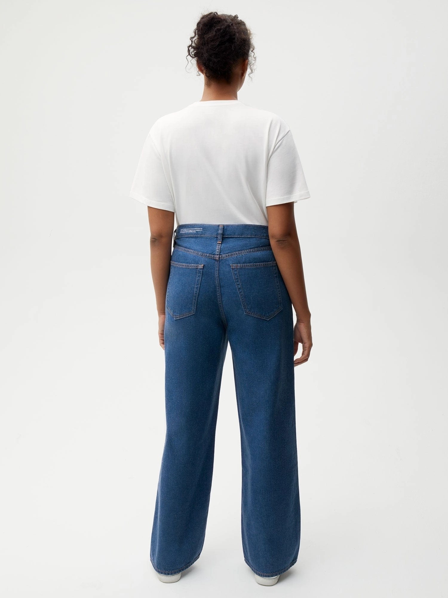Womens Hemp Denim High-Rise Wide leg Jeans—mid wash