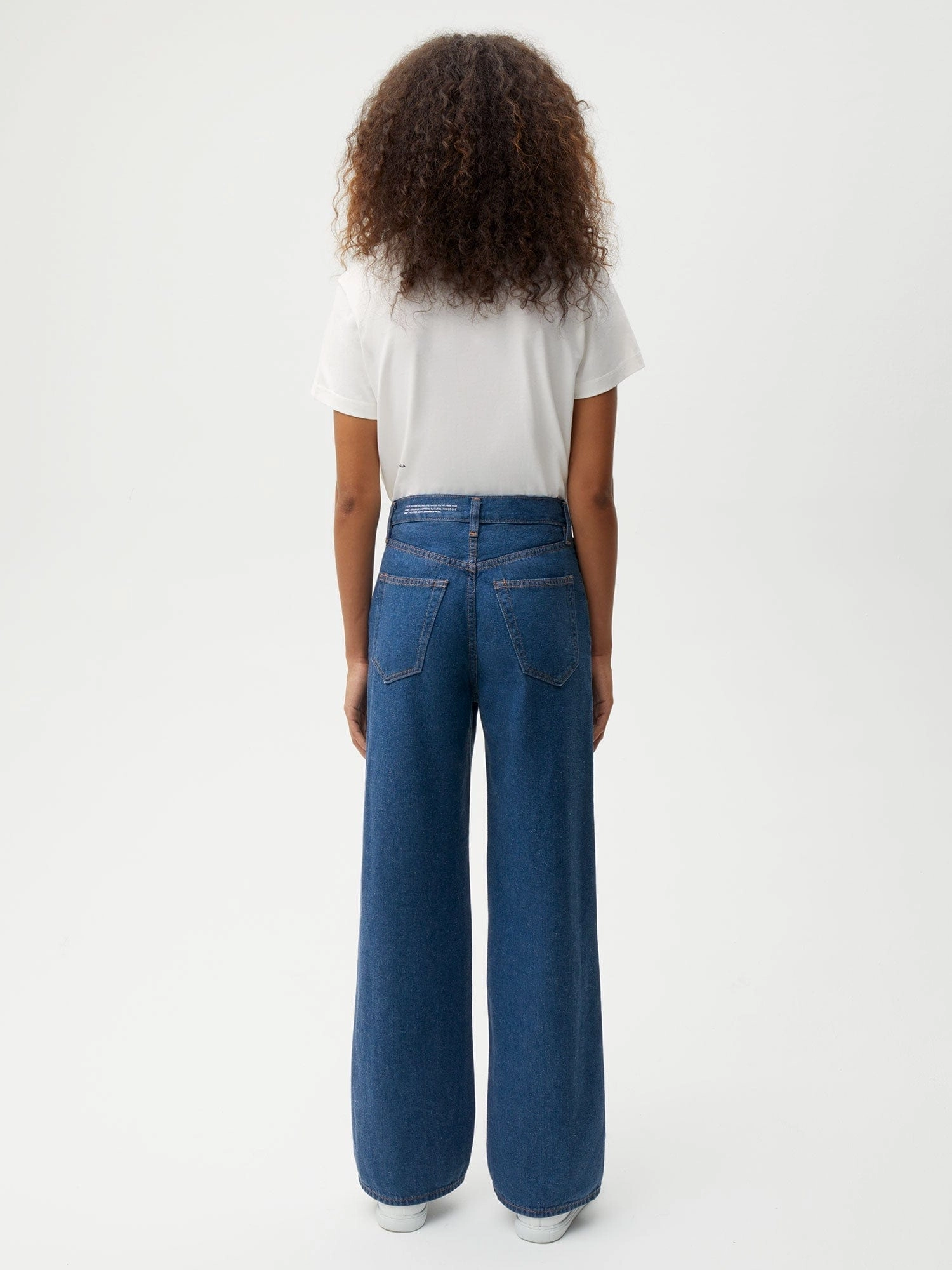 Womens Hemp Denim High-Rise Wide leg Jeans—mid wash