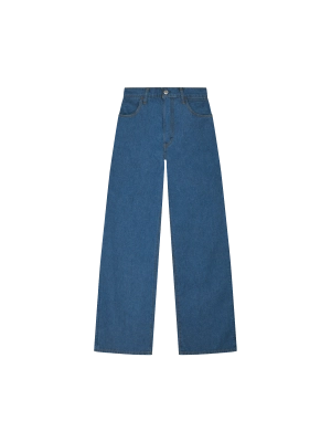 Womens Hemp Denim High-Rise Wide leg Jeans—mid wash
