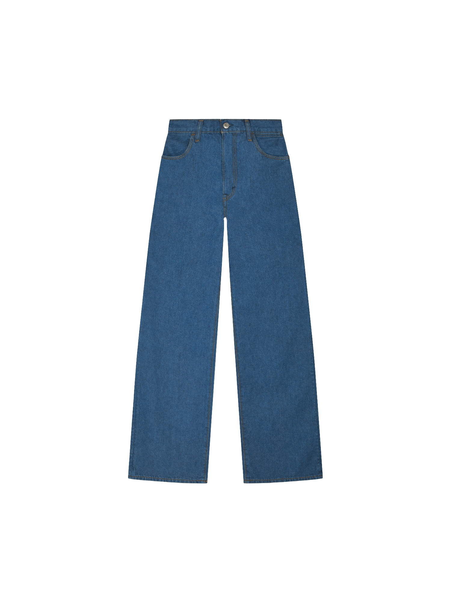 Womens Hemp Denim High-Rise Wide leg Jeans—mid wash