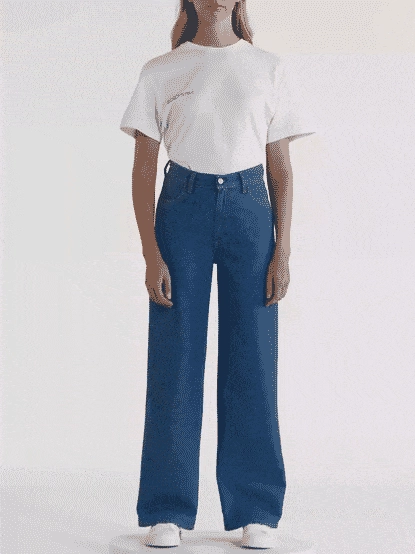 Womens Hemp Denim High-Rise Wide leg Jeans—mid wash