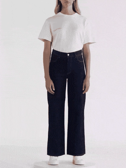 Womens Hemp Denim High-Rise Wide leg Jeans—rinse wash