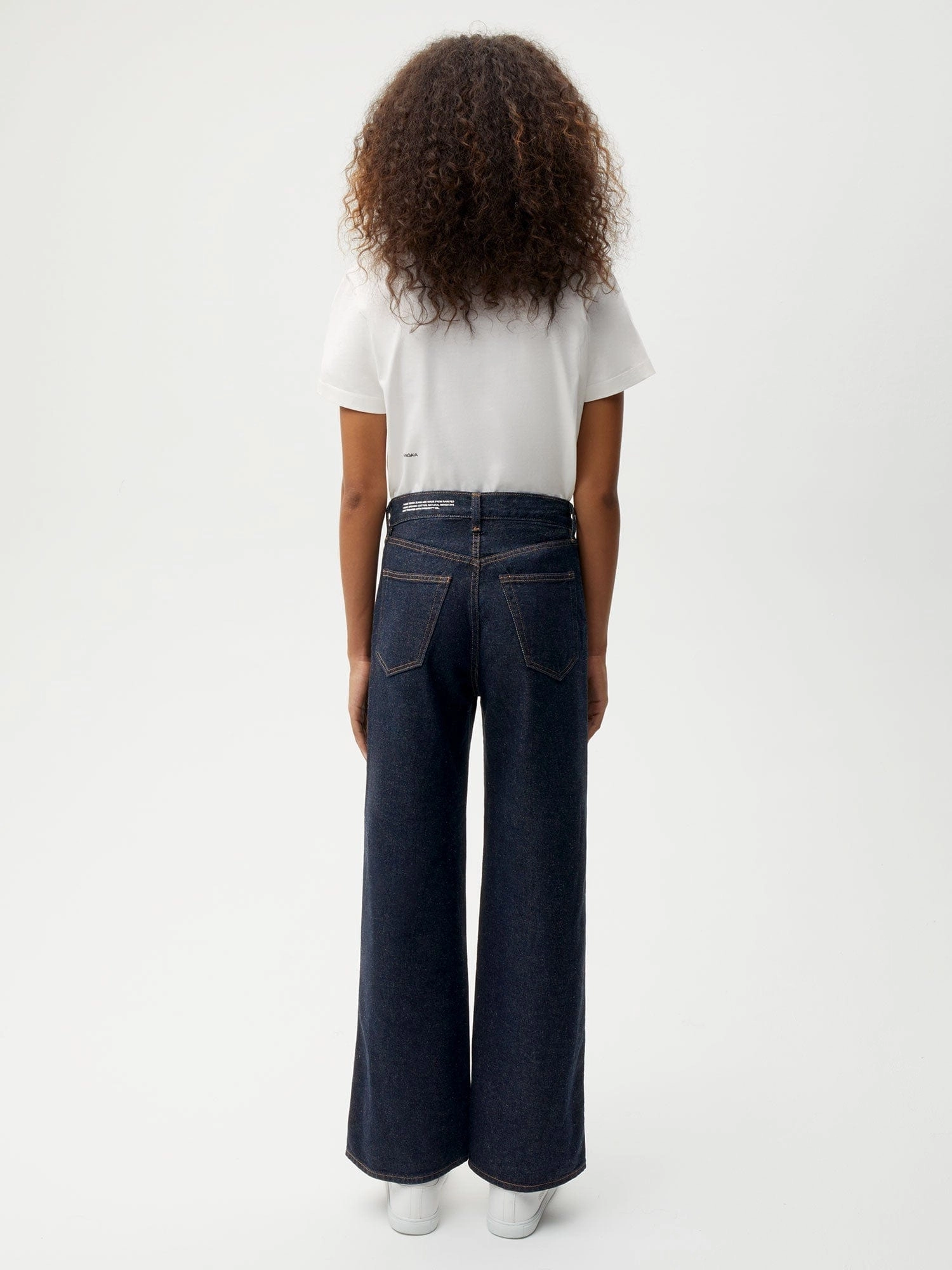 Womens Hemp Denim High-Rise Wide leg Jeans—rinse wash
