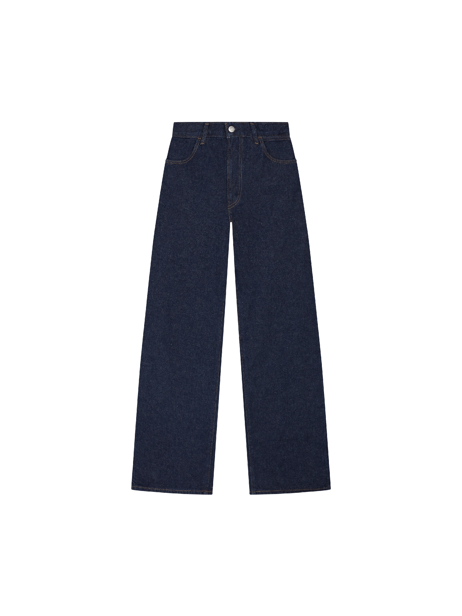Womens Hemp Denim High-Rise Wide leg Jeans—rinse wash