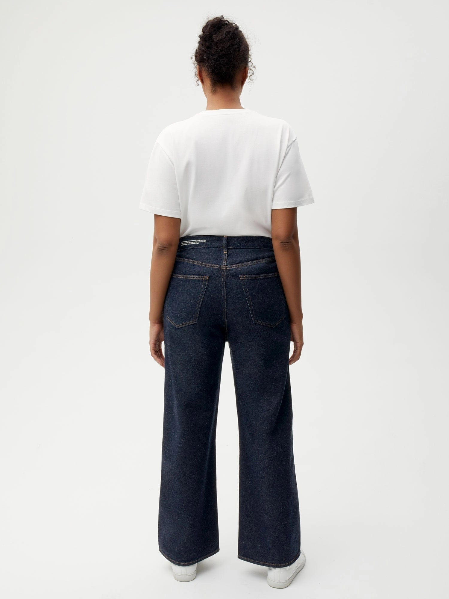 Womens Hemp Denim High-Rise Wide leg Jeans—rinse wash