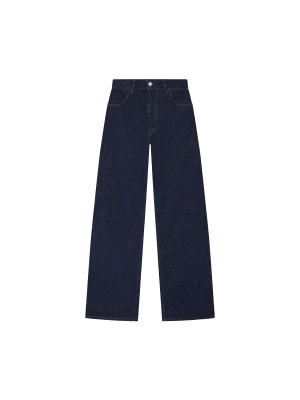 Womens Hemp Denim High-Rise Wide leg Jeans—rinse wash