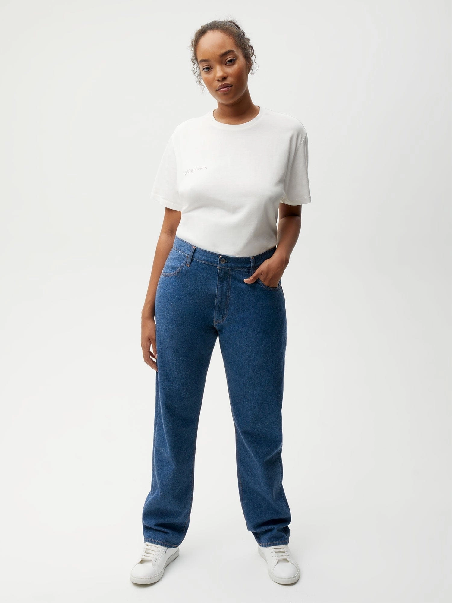 Womens Hemp Denim Straight-Leg Jeans—mid wash