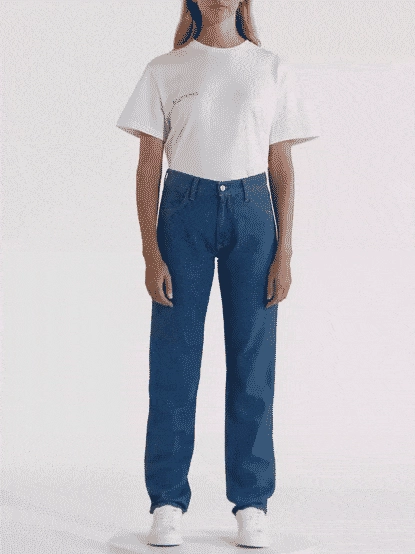 Womens Hemp Denim Straight-Leg Jeans—mid wash
