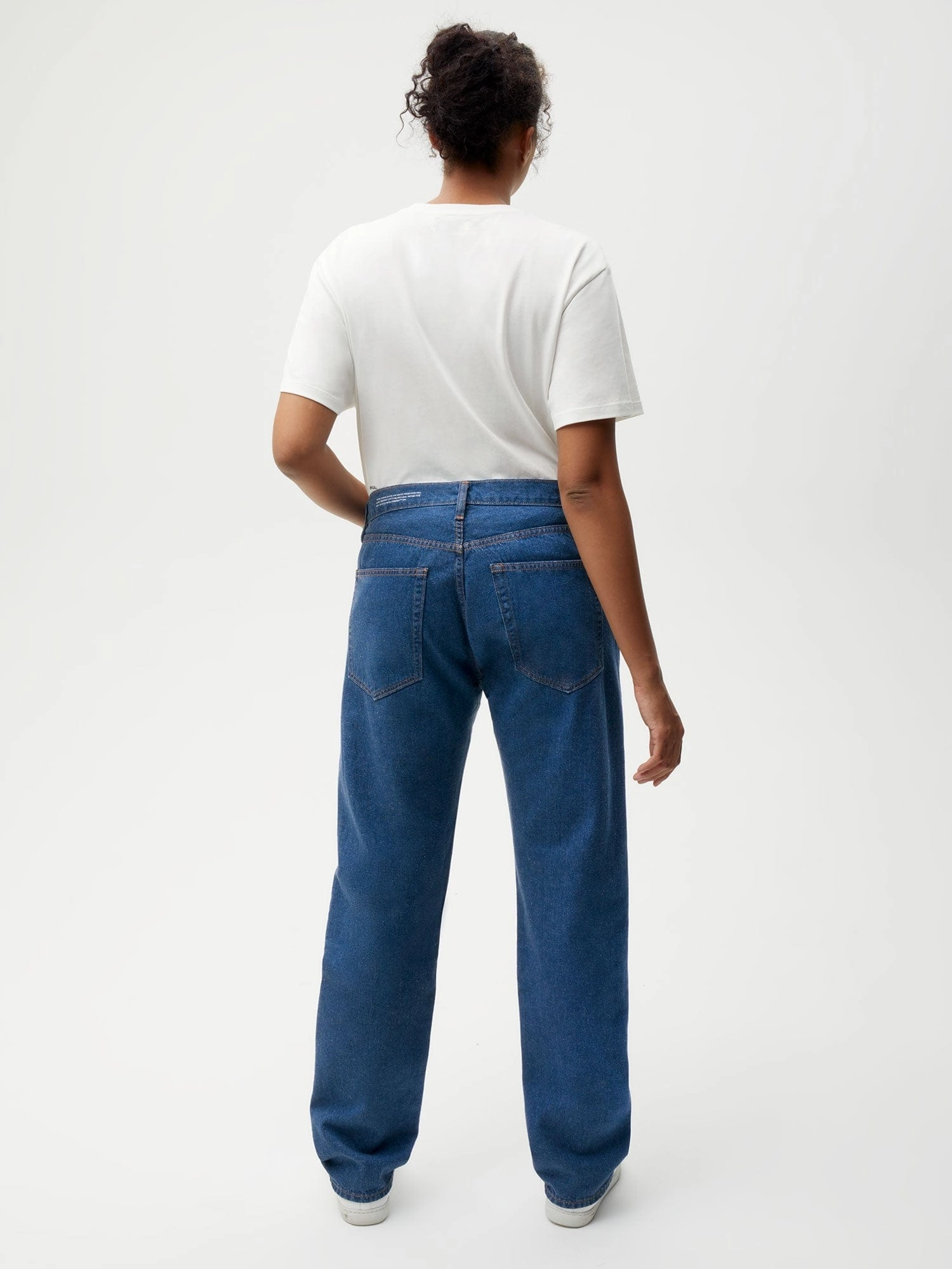 Womens Hemp Denim Straight-Leg Jeans—mid wash