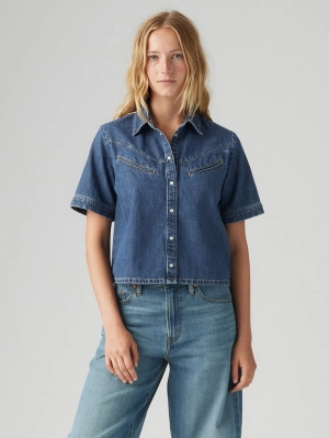 Women's Solid Spread Collar Shirt
