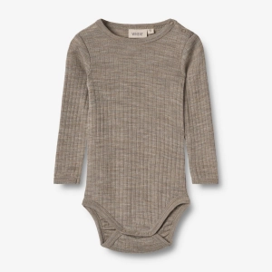 Wool Silk Body L/S Lucca - khaki melange