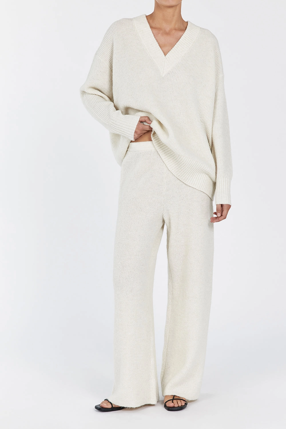 ZELIE CREAM MARLE KNIT PANT